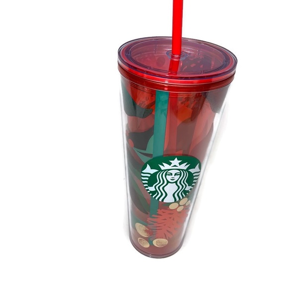 NWT Starbucks Christmas Holiday 2019 Red Pine Cone Holly Venti Cold Cup Tumbler